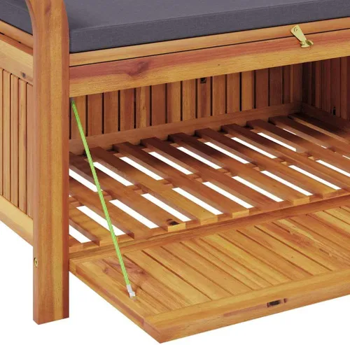 Vista 8 de vidaXL Banco de almacenamiento para patio con cojín de 35.8 pulgadas, madera maciza de acacia Gris