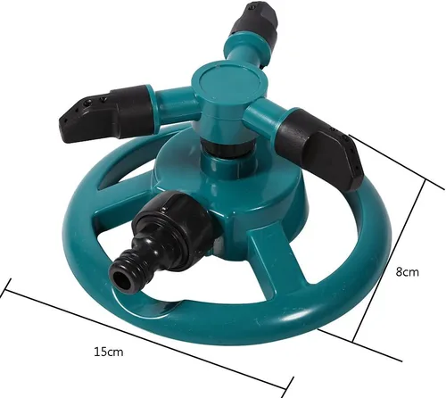 Vista 2 de Sistema de riego automático giratorio de 360 grados con manguera de 3 boquillas para riego de jardín de patio grande
