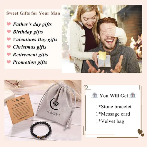 Vista 7 de UPROMI Regalos para papá, padrastro, abuelo, tío, padrastro, hermano, hijo, nieto, sobrino, hijastro, hombre, pulsera, regalo de cumpleaños