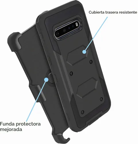 Vista 2 de Funda ThinQ para LG V60 ThinQ de alta resistencia a los impactos/armadura de alta resistencia a los impactos, funda de pantalla integrada con Negro