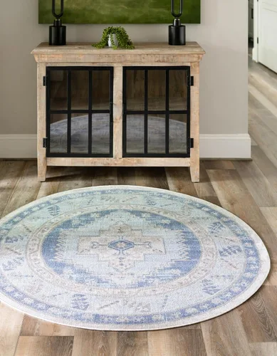Vista 11 de Unique Loom Whitney Collection - Alfombra rectangular de 2 pies 2 pulgadas x 3 pies 1 pulgadas, color azul francés/beige)