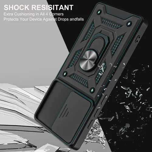 Vista 6 de Funda para Galaxy Note 20, con protector de pantalla de TPU flexible autorreparable [2 unidades] y cubierta de cámara deslizante, anillo de rotación