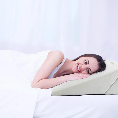 Vista 7 de KOMFOTT Almohada de cuña para cama con parte superior de espuma viscoelástica, triángulo para el cuello, reposapiernas, cojín de apoyo