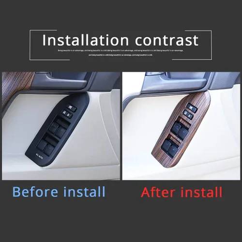 Vista 2 de Left Drive - Marco de botón de elevación de ventana de coche ABS de grano de pino para Land Cruiser Prado FJ150 150 2014-2018