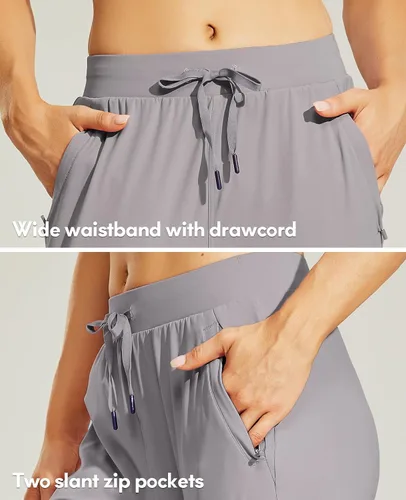 Vista 3 de Haimont Pantalones deportivos para mujer con bolsillos con cremallera, ligeros, para entrenamiento, correr, pantalones casuales para descansar