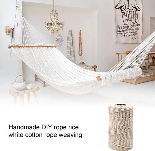 Vista 5 de Hilo de macramé, hilo de algodón beige, cuerda de algodón, cuerda de algodón Cordón de macramé natural para atrapasueños, manualidades, tejer A