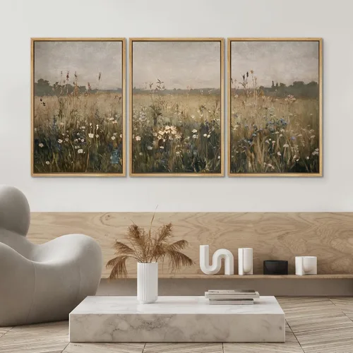 Vista 52 de SIGNWIN Lienzo enmarcado para pared, juego de arte pastel con cadena montañosa, bosque, niebla, naturaleza silvestre, ilustraciones modernas, arte
