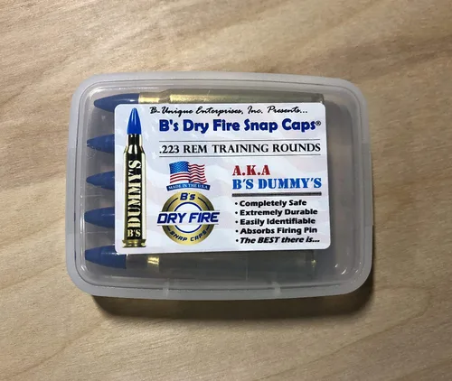 Vista 2 de B's Dry Fire Snap Caps - A.K.A. B's Dummy's - Dummy .223/5.56 Gorras de entrenamiento (paquete de 5) (latón azul)