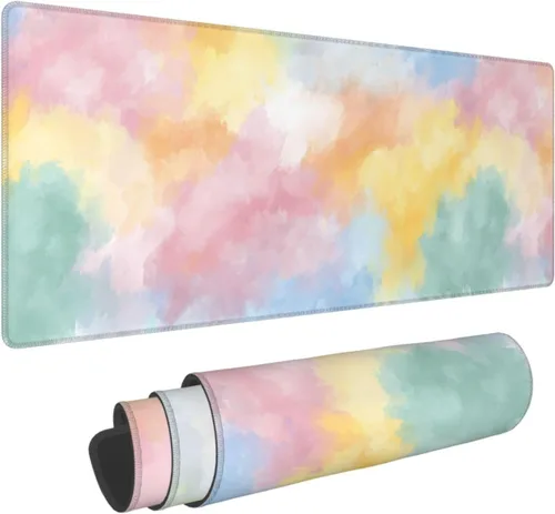 Vista 13 de Alfombrilla de mouse para juegos con diseño de flores y cerezas, base de goma antideslizante, alfombrilla de mouse extendida con bordes cosidos