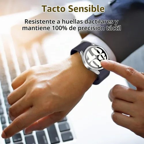 Vista 3 de 5+5 protectores de pantalla para Samsung Galaxy Watch 7 1.575 in Carcasa protectora de vidrio templado antiempañamiento HD para Samsung Galaxy