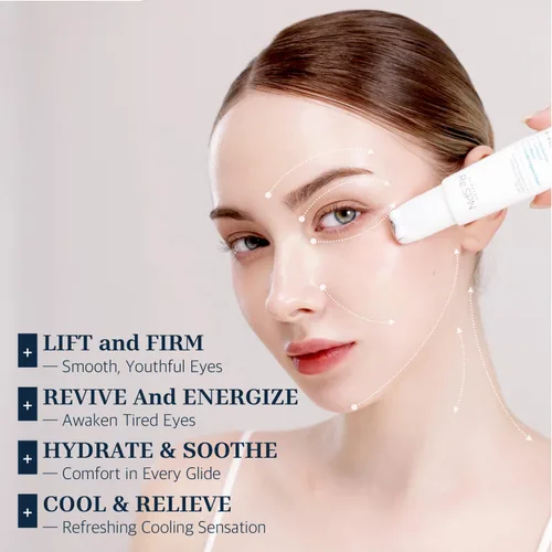 Vista 5 de Re.SPN Bakuchiol Crema reafirmante para ojos con rodillo metálico refrescante – Crema hidratante para ojos clínicamente probada para bolsas, arrugas
