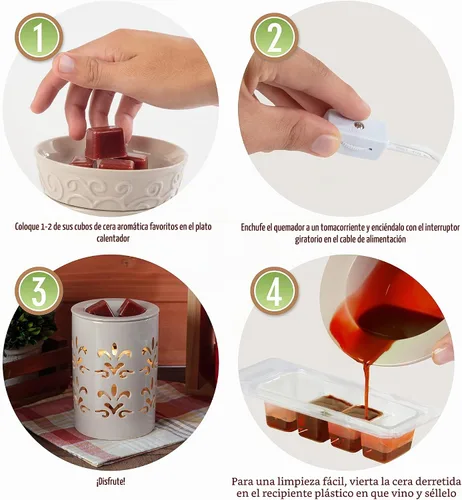 Vista 3 de D'Eco Owl - Calentador eléctrico de cera para derretir y velas con 4 cubos de fragancia de canela