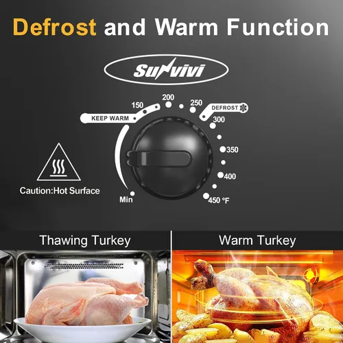 Vista 6 de Sunvivi Horno asador de 14 cuartos de galón, horno asador eléctrico de cocción lenta con tapa autohilvanado, tostadores de pavo con sartén y estante