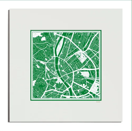 Vista 130 de O3 Design Studio Mapa de corte de papel de París, color negro mate, 20 x 20 pulgadas, arte en papel