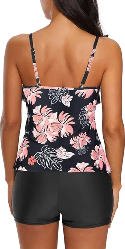 Vista 3 de ZANDO Tankini Swimsuits for Women 2024 Tummy Control Swimsuit Two Piece Bathing Suit for Women Swim Suits Tankini Top Shorts