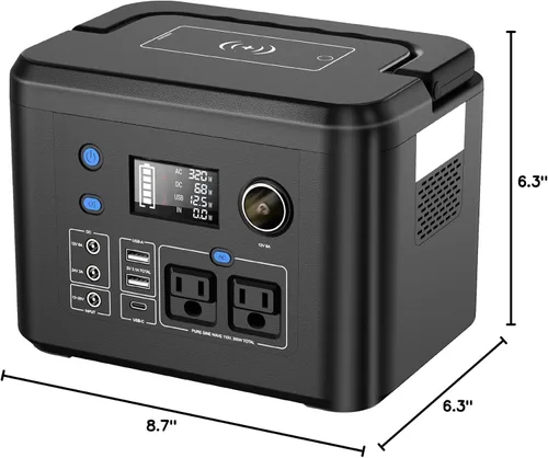 Vista 9 de powkey Estación de energía portátil de 350 W, batería de litio de reserva de 260 Wh/70,000 mAh, banco de energía de onda sinusoidal pura de 110 V