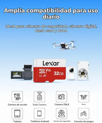 Vista 3 de Lexar Tarjeta de memoria flash microSDHC UHS-I microSDHC de la serie E de 32 GB x1