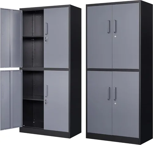 Vista 21 de STANI Archivador lateral de 2 cajones - Armario de almacenamiento de metal con cajones de bloqueo para archivos de tamaño carta / A4 (negro)