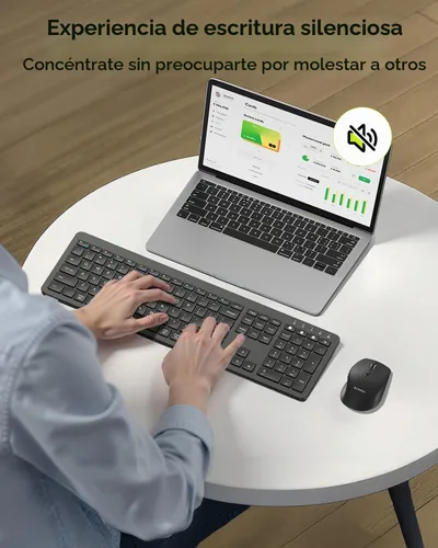 Vista 3 de seenda Combo de teclado inalámbrico y mouse Bluetooth, delgado, negro