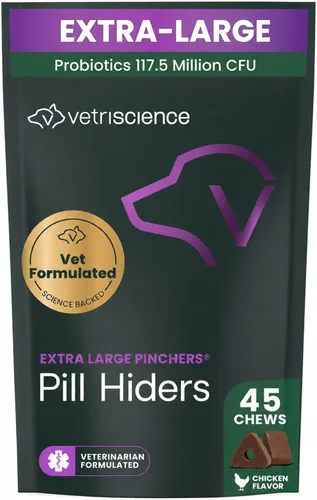 Vista 11 de VetriScience Pinchers extra grandes, píldoras masticables no grasosas con probióticos para perros, píldoras de disfraz, cápsulas y tabletas, salud