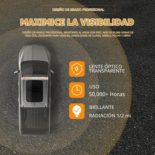Vista 4 de Barra de Luces Estroboscópicas de Emergencia para Asesor de Tráfico de Techo de 45 Pulgadas, Color Ámbar/Blanco, con Controlador, Luz Intermitente