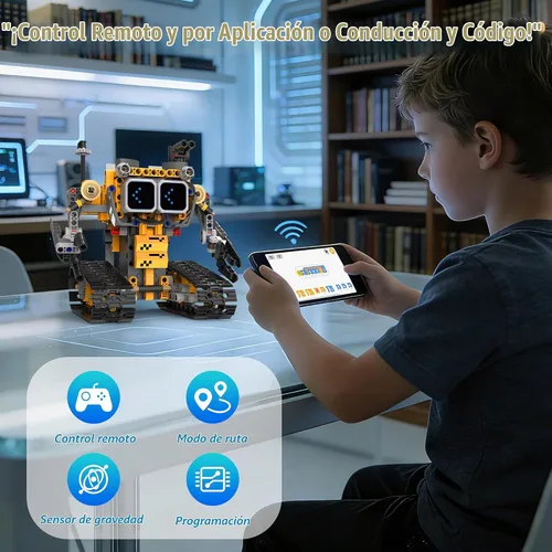 Vista 4 de Kit de robot STEM para niños de 6 a 12 años, 5 en 1, juguete de robot de construcción de codificación con aplicación