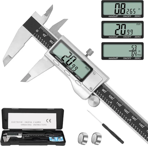 Vista 10 de Calibre Digital, Herramienta de Calibre de 6 Pulgadas con Pantalla LCD Extra Grande, Función de Apagado Automático, Cambio Fácil entre Pulgadas