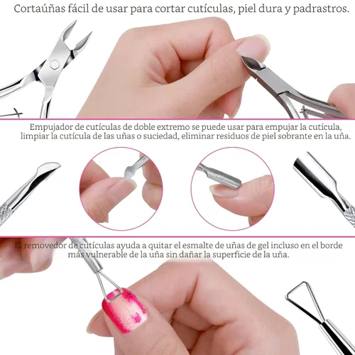 Vista 5 de FANDAMEI Limas de uñas y amortiguadores, herramientas de manicura kit de cuidado de uñas con lima de uñas, bloque de pulidor de uñas, cuidado