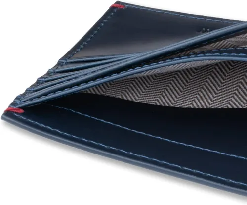 Vista 6 de Gnome & Bow - Cartera pequeña plegable con ranura para monedas Gulliver (cuero encerado RFID) (azul), Azul, Classic