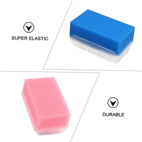 Vista 9 de Cepillo de esponja de masaje de entrenamiento sensorial, 2 piezas, limpiador corporal suave para portátil y ligero para ducha y baño, promueve