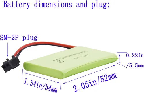 Vista 2 de Blomiky Paquete de 2 baterías recargables de litio de 3.7 V 600 mAh y 2 cables de carga USB compatibles con algunos robots de control remoto batería