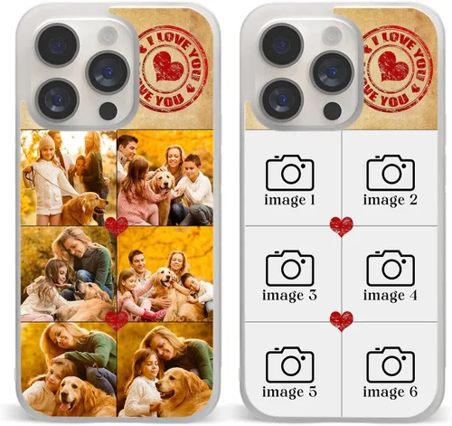 Vista 35 de Fundas de teléfono personalizadas Red Love You Imágenes empalmadas para iPhone 5 6 7 8 11 12 13 14 15 16 Pro Max Plus Mini X para Samsung S21 S22