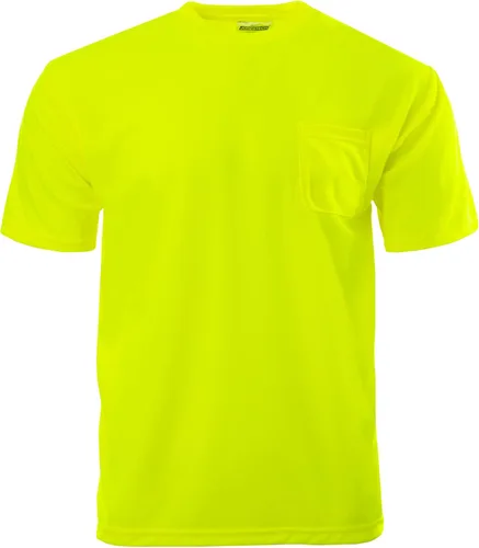 Vista 2 de JORESTECH Camiseta de trabajo de manga corta naranja o amarilla de alta visibilidad con bolsillo en el pecho, tela que absorbe la humedad