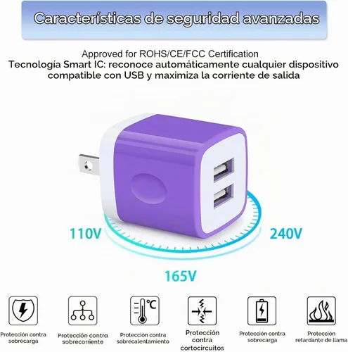 Vista 4 de Cargador de pared USB C rápido para Samsung Galaxy S26 FE Ultra S25 Ultra S24FE A17 Púrpura