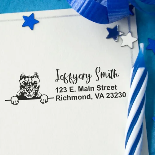 Vista 54 de American Bulldog Stamp Duo, Custom Return Address for Dog Lovers, Personalized Mail Mark for Letters and Cards