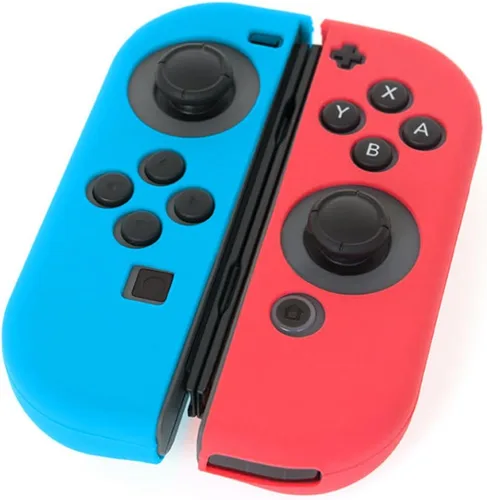Vista 2 de Protective Case Compatible with Nintendo Switch Joy-Con Controller with Thumb Caps, SENHAI 2 Pack Anti-Slip Silicone Grips Covers with 16 Thumb