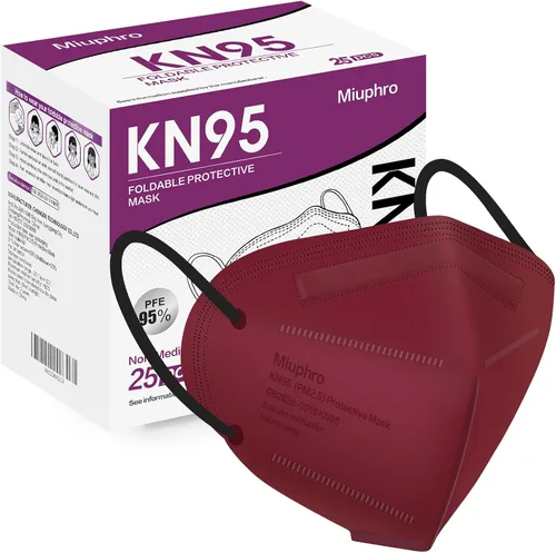 Vista 10 de Miuphro KN95 - Paquete de 25 mascarillas desechables de seguridad transpirables de 5 capas contra PM2.5, máscara desechable de protección Negro