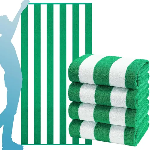 Vista 10 de Paquete de 4 toallas de baño extra grandes a rayas, juego de toallas de baño a granel, tamaño XL, grandes, esponjosas, absorbentes, de microfibra