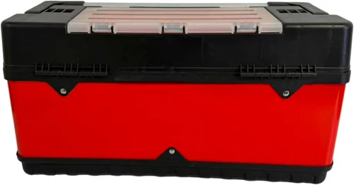 Vista 7 de Homak Caja de herramientas de mano de metal y plástico con mango de aluminio, rojo, 20 pulgadas