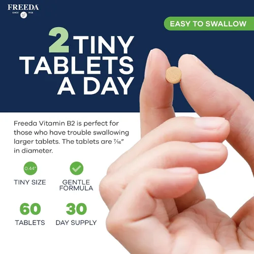 Vista 5 de FREEDA Suplemento de vitamina B2 de 400 mg con riboflavina-5-fosfato – Vitaminas B2 de alta potencia riboflavina 400 mg por porción para energía