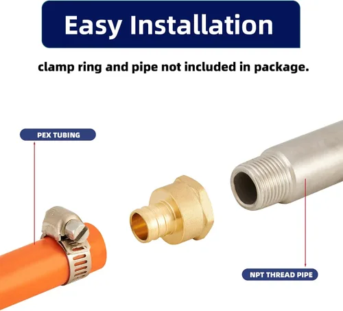Vista 4 de Accesorios Pex de latón sin plomo de 1/2 pulgada, adaptador hembra de 1/2 Pex, adaptador roscado hembra PEX 1/2 "x 1/2" NPT hembra, 1/2 pulgada Pex