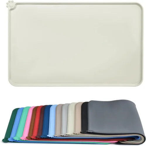 Vista 16 de AUDWUD - Tapete de silicona, impermeable y antideslizante para alimentos de perros y gatos, para tazón de mascotas Marrón Adobe