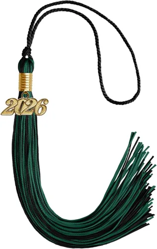 Vista 146 de Endea Graduation - Borla de doble color mixto con fecha dorada (negro/dorado antiguo, 2021)