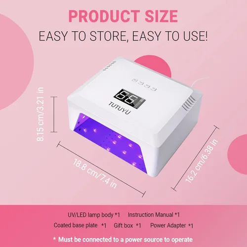 Vista 5 de Lámpara de uñas LED UV de 72 W, secador de uñas de diseño compacto para esmalte de gel con 4 temporizadores, sensor automático, longitud de onda