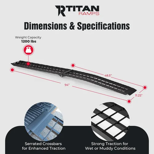 Vista 3 de Titan Ramps Par de rampas de carga para cuatriciclo hechas de aluminio, 8 pies (94 - S).