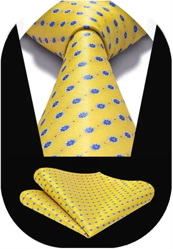 Vista 77 de HISDERN Corbatas para hombre, corbata de cachemira y bolsillo cuadrado tejido clásico floral para hombre, corbata de fiesta de boda