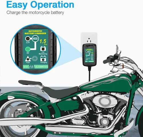 Vista 6 de Cargador de batería de 12V/6V 1.5 Amp para Harley Davidson Motocicletas Mantenedor