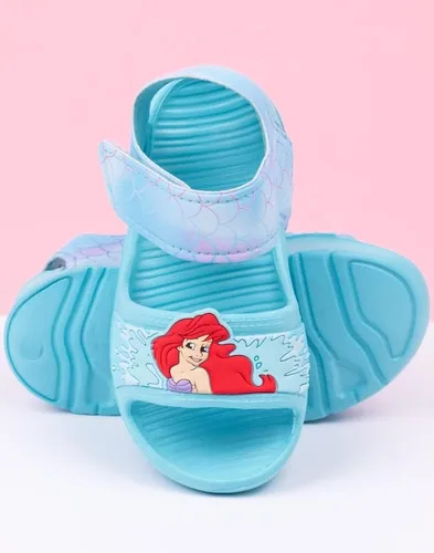 Vista 3 de Disney The Little Mermaid Ariel Sandalias para niñas pequeñas Deslizadores azules para niños con correa de apoyo Zapatos de verano