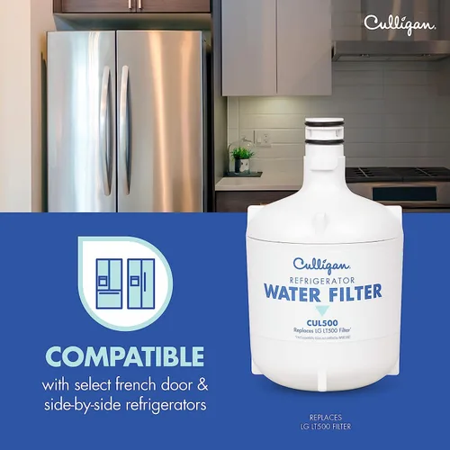 Vista 5 de Culligan Filtro de agua de repuesto para refrigerador CUL500 para filtro de agua LG (LT500P) reemplazar cada 6 meses, paquete de 1