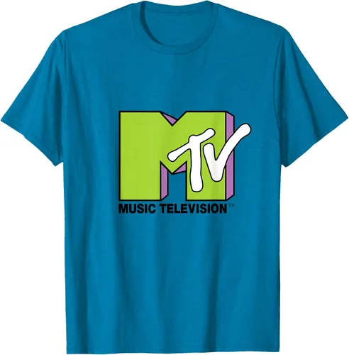 Vista 58 de Camiseta de tratamiento de relleno con logotipo MTV verde lima y morado, Negro, S Azul Marino